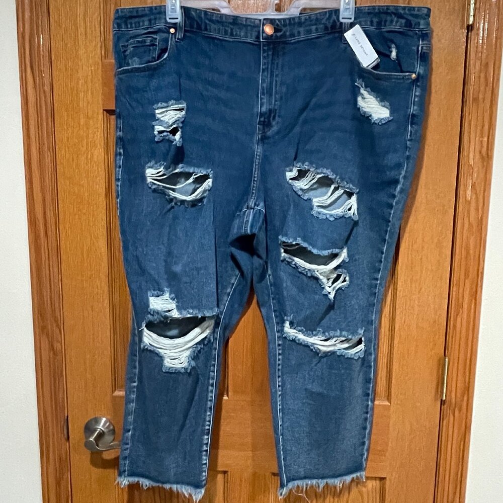 LANE BRYANT Women's 26 Petite Signature Fit High-Rise Girlfriend Straight Jeans